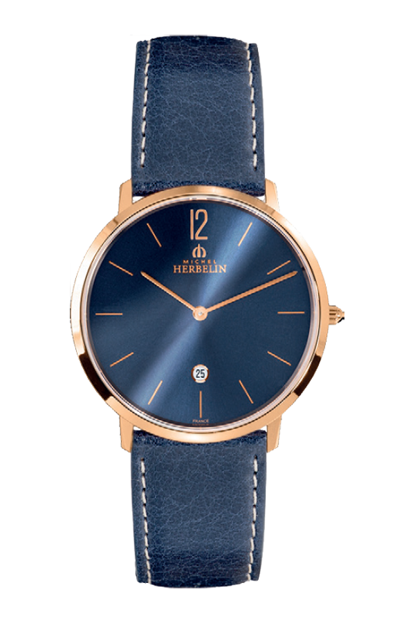 Michel Herbelin Orologio Uomo Al Quarzo 19515/16NGO – Cassa In Acciaio, Cinturino In Pelle, Quadrante Rotondo Con Data, Analógico - 6